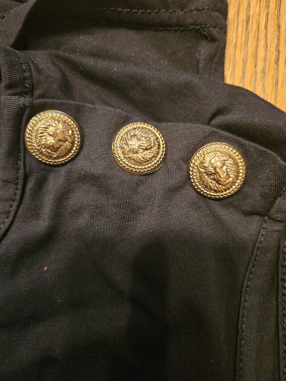 Balmain Black Logo Studded Sleeveless Top with Gold Snap Buttons - Picture 6 of 10